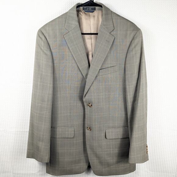 Tommy Hilfiger 38R Gray Glen Plaid Wool Blazer Jacket Men Two Button Classic - Picture 1 of 8
